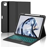 Qivxinnie Keyboard Case for iPad Pro 12.9'' 6th/5th/4th/3rd Generation & iPad Air 13 inch (M4 2026/M3 2025/M2 2024), Magnetic Detachable 7 Colors Backlit Keyboard with Trackpad, UK Layout, Black