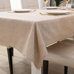 HOKIPO Poly Jute Plain Rectangular 6 to 8 Seater Dining Table Cloth (Beige, 50x90 Inches, Pack of 1)