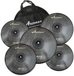 Arborea Low Volume Cymbal Mute Cymbal Pack Black 14"hi-hat+16"crash+18"crash+20"ride 5 Pieces Drummer Practice Cymbal