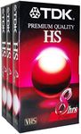 3 Pk - TDK Premium Quality HS 8 Hour T-160 Blank VHS Cassette Tapes