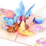 GUAGUA Pop Up Birthday Card 3D Butterfly Greeting Thank You Card Wedding Card for Mom Wife Girlfriend & Friends on Birthday Wedding Anniversary Thank You All Occasions Cards with Note & Envelope