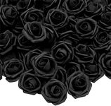 Bright Creations 100-Pack Black Artificial Flowers, Bulk Stemless Fake Foam Roses for Decorations, DIY Crafts, Bouquets (3")