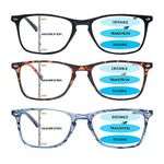 ZONLON 3 Pack Progressive Multifocal Reading Glasses Women Men, Blue Light Blocking Computer Readers with Spring Hinges (3 Multicolor, 1.50, multiplier_x)