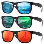 MAXJULI Polarized Sunglasses for Men and Women,UV Protection Rectangular Sun Glasses 8806(3pack Red+Blue+Green)