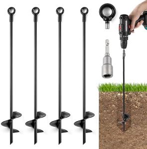 18'' Ground Anchors Heavy Duty for High Winds - Ground Stakes Earth Anchors - Screw in Shed Anchor Kit Auger Anchor for Mobile Home, Swing Set, Tent, Carport, Gazebo, Trap Anchors Hurricane Tie Down