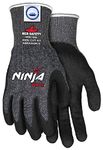 MCR Safety Ninja Wave N96780L Work Gloves, 13 Gauge Dyneema Diamond Technology Shell, Nitrile Wave Coated Palm & Fingertips for Excellent Cut and Abrasion Resistance, Cool Touch Comfort, Large, Black