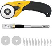 XW Hobby Knife Set- 45mm SKS-7 Rotary Cutter and Precision Knife for Art, Quilting and Crafting,12 Bonus Blades