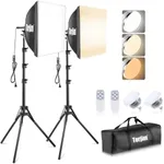 Torjim Softbox Photography Lighting Kit, 16'' x 16'' Professional Softbox Lighting Kit with 85W 3000-7500K LED Bulbs, Studio Lights for Photography/Video Recording/Live Streaming/Portraits Shooting