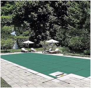 Happybuy Pool Safety Cover 20x40ft Rectangle Inground Safety Pool Cover Green Mesh with 4x8ft Center End Steps Solid Pool Safety Cover for Swimming Pool Winter Safety Cover