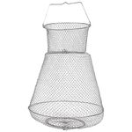 BESPORTBLE Wire Fish Basket Stainless Steel Galvanized Fshing Net Cage Collapsible Crabs Basket for Freshwater Saltwater 45x72cm Silver