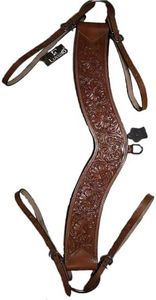 Lussoro Genuine Leather Beautiful Tooled Tripping Horse Collar with Cutout Cross Steer Breast Collar with Tooled Western Leather Horse Breast Collar