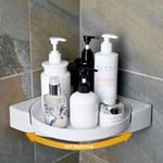 Le Daizy Shower Corner Shelf, 1 Pack 360° Rotate Shower Organizer, No Drilling Adhesive Inside Corner Shower Caddy Hanging Shelves Rack Storage for Bathroom Wall, Dorm, Kitchen (Pack of 1)