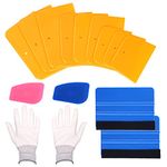 Swpeet 14Pcs 2.83" 4" 5" 6" Body Filler Spreaders with Protective Gloves Assortment Kit, Including Automotive Body Fillers Plastic Auto Spreader Auto Body Spreader with Blue Pink Putty Scraper Tools