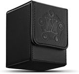 TCGUARD Card Deck Box for MTG Card Storage Box Holds 100 Plus Single Sleeved Cards, Microfiber Lining and Leather Card Box Compatible with Trading Card Games TCG, Yugioh Cards, etc.(Vertical-Black)