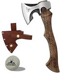 Camping Hatchet -Chopping Axe with Leather Sheath, 13.8" Forged Carbon Steel Wood Splitting Axe for Chopping Camping Survival