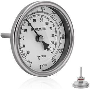 3" Dial 2" Probe FERRODAY 1/2 NPT Stainless Steel Thermometer Dial Thermometer 1/2 NPT Homebrew Kettle Thermometer Weldless w/O-Rings 0-220ºF Kettle Thermometer Stainless Steel Brew Pot Thermometer