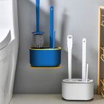 NIRDAMB 3 In 1 Toilet Bowl Brush And Holder Wall Mounted Silicone Flat Toilet Cleaner Set Cleaning Tool Bathroom Cute Tool Toilet Scrubber Long Handle Toilet Brush With Plastic Handle, Assorted