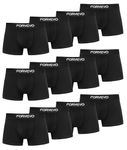 FORVEVO Mens Boxers Shorts, Cotton Underwear Briefs for Men, Breathable Underpants, No Itchy Labels Retro Undertrunk (XL,12 Pack) Black