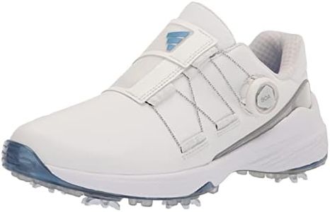 adidas Women's ZG23 BOA Golf Shoes, Footwear White/Blue Fusion Metallic/Silver Metallic, 5