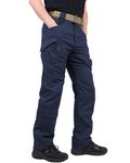 FEDTOSING Tactical Pants for Men with 9 Pockets Cotton Cargo Work Military Trousers Stretch Hiking Combat Rip-Stop Pants (Navy Blue, 40W x 30L)