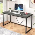 EXCEFUR 55 inch Computer Desk, Vintage Work Desk for Home Office, Rustic Wood and Metal Study Writing Table, Grey