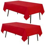 MYSKY HOME 2 Pack Table Cloths Rectangular 60x120 Inch Nappe de Table Rectangulaire Table Cloth Machine Washable Polyester Table Cover for Dining Buffet Parties Picnic Events Weddings, Red