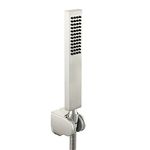 Asyas Solid Brass Brushed Nickel Hand Held Shower Sprayer Head with Adjustable Wall Connector Shower Holder and Hose Set High Pressure Square