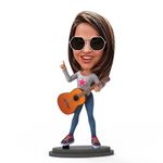 Avatar Studio Personalized Gift for Friends, Sister, Brother, BFF, Girlfriend, Boyfriend Caricature Photo Frame Unique Design Customized Gift for Friends & Family (Stand Guitarist Girl (10 Inches))