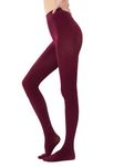 HeyUU 80D Semi Opaque Tights for Women Run Resistant Women's Tights Comfortable Pantyhose with 20+ Colours （Red wine,M