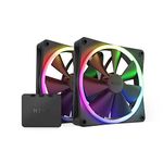 NZXT F140 RGB Fans - RF-R14DF-B1 - Advanced RGB Lighting Customization - Whisper Quiet Cooling - Twin (RGB Fan & Controller Included) - 140mm Fan - Black