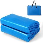 GYMAX Pool Cover, 16 FT x 32 FT 12-mil Solar Pool Cover with Carry Bag, Heat Retaining Rectangle Bubble Cover Floating Spa Blanket for Tub, In-Ground & Above Ground Swimming Pools (Blue)