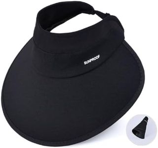 Harlang Sun Visor Hats Women Large Brim Summer UV Protection Beach Cap, Black New, One Size