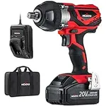 NoCry 20V Cordless Impact Wrench Kit - 300 ft-lb (400 N.m) Torque, 1/2 inch Detent Anvil, 2700 Max IPM, 2200 Max RPM, Belt Clip; 4.0 Ah Battery, Fast Charger & Carrying Case Included