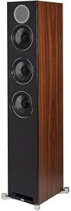 ELAC Debut Reference Floor Standing Speaker, Walnut or Oak Single Tower Speaker for Home Theater, Black Baffle with Walnut Sides