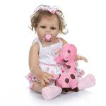 TERABITHIA 18inch 47cm Cute Soft Hand Rooted Curly Hair Silicone Vinyl Full Body Reborn Baby Dolls Look Real Preemie Collectible Newborn Doll Washable for Girl