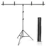 Hemmotop T Shape Backdrop Stand Portable 5ft Wide 6.5ft Tall, Green Screen Stand Adjustable Photo Background Stand with 4 Clip Clamps and Carry Bag for Video Studio Parties