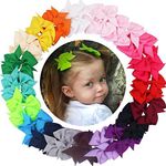 JOYOYO 40 Pcs Hair Bows for Girls Hair Clips for Girls Medium Size 3.5 Inch Grosgrain Ribbon Bows Craft Hair Bows, Toddler Girls Bows Hair Accessories