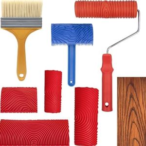 7Pcs Wood Grain Tool Set Wood Grain Painting Tool Wood Grain Roller Wood Texture Paint Tool DIY Rubber Wood Pattern Painting Roller for Wall Room Art Decoration