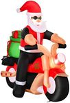 HOMCOM 5.5ft Christmas Inflatable Santa Claus Riding a Motorcycle Blow Up Decoration Xmas Décor for Garden