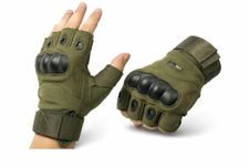 TREVIAH Gloves for Men Bike Riding Half Finger | Hard Knuckle Protection, Breathable & Adjustable Wrist Strap | Hand Gloves for Bike Riding/Cycling | Army Green – 1 Pair (Army Green)