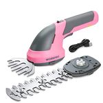 WORKPRO 2 IN 1 Cordless Hedge Trimmer and Grass Shear | 7.2V Electric Grass Trimmer with 2000mAh Lithium-ion Battery | 7.2V Cordless Grass Shear & Shrubbery Trimmer (Pink)