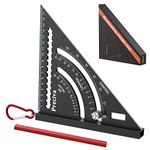 7 inch Set Square Hangable Type, Preciva Speed Square Metric, Aluminum Alloy Roofing Square, Builders Square with Hook, Plumb Function, Multifunctional Carpenters Tools