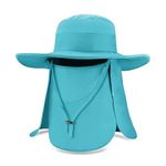 Homeaura Mens Sun Hat Wide Brim Summer Sun Cap UV Protection Fishsing Hat Foldable Bucket Hat Outdoor (Sky Blue)