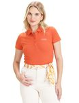 U.S. POLO ASSN. Women's Solid Pique Polo Shirt (UWSS23TSH057_Orange_S)