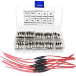 Fuse Kit Car Fuses - 10pcs 5x20mm AGC Inline Fuse Holder + 100pcs 5x20mm Fast-Blow Glass Fuses Quick Blow Car Glass Tube Fuses Assorted Kit (0.2A 0.5A 1A 2A 3A 5A 6A 8A 10A 15A)