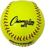 Champion Sports 12" Syntex Leather Cover Softballs - Cork Core - Medium Compression - NFHS Approved - Raised Seams - Optic Yellow - Pack of 12