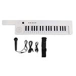 37 Key Mini Keytar with Microphone, Portable Electric Guitar Keyboard with Headphone Jack, Strap, Education Musical Instrument Keyboard Piano for Kids(white)