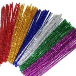 Kids B Crafty 100 Glitter Pipe Cleaners 30cm x 6mm Assorted Colours (50% More Tinsel On Each Pipe Cleaner)