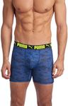 PUMA Men's 3 Pack Performance Boxer Briefs, Elecktro Blue Camo, X-Large