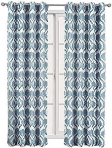 Royal Tradition Jacqueline Jacquard, 108-Inch-by-108-Inch, Set of 2 Grommet Top Window Curtains Set, Marine